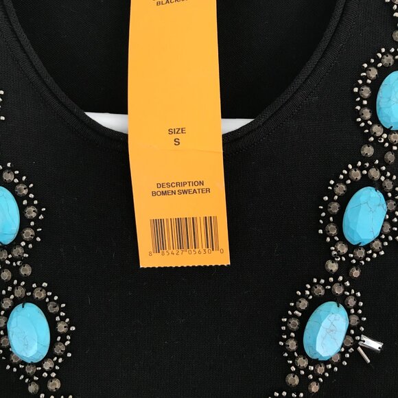 NWT Tory Burch top women's S turquoise stone black southwestern western Tribal - Picture 6 of 12